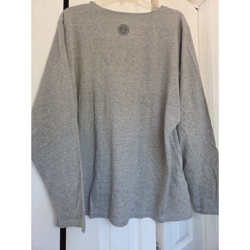 Life Is Good Crusher V-Neck T-Shirt Womens XXXL Fall Truck Love Heather Gray NEW - Picture 4 of 6